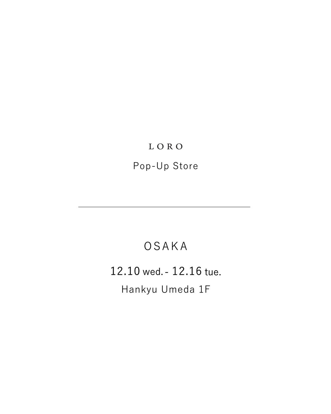 大阪POPUP 開催のお知らせ