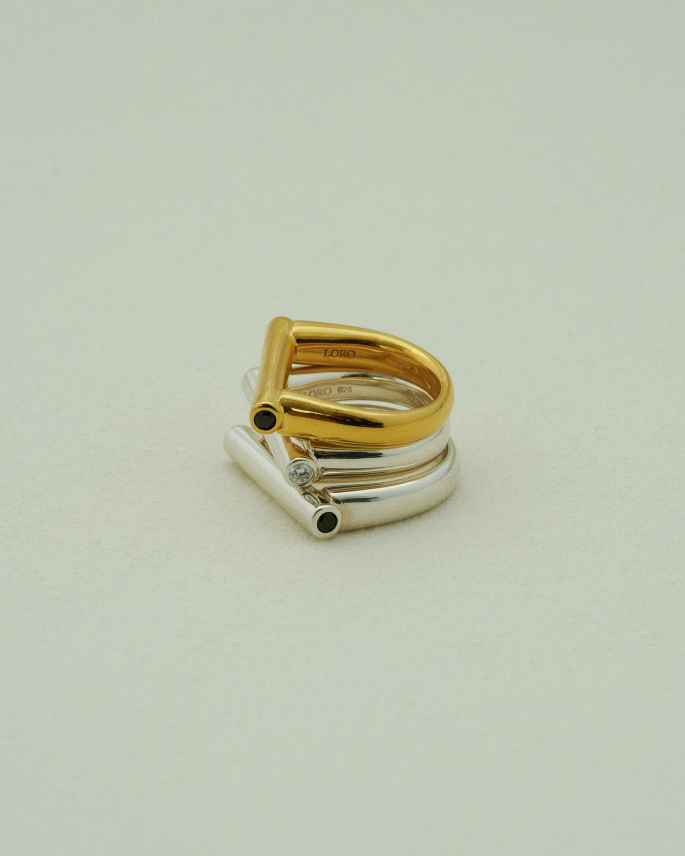 [Made to order] line ring 04 stone arrangement