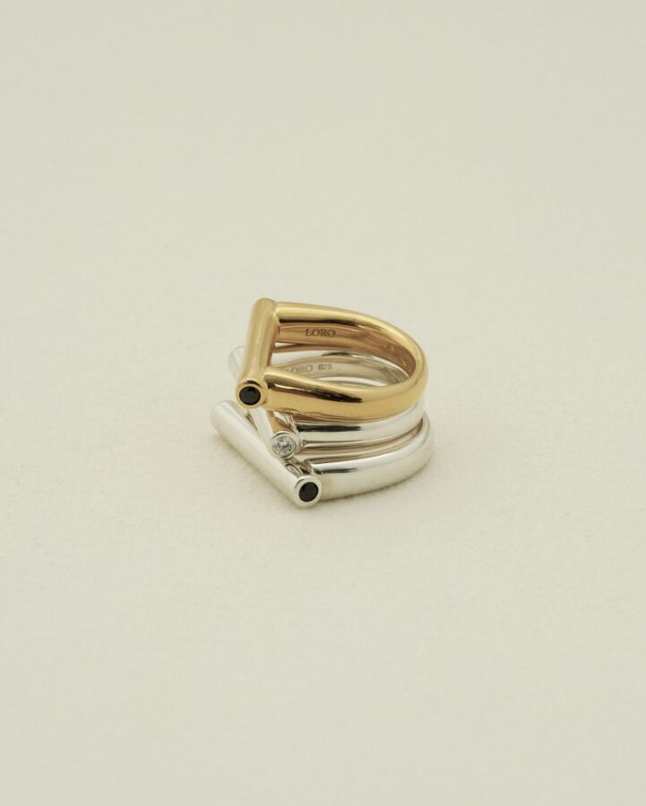 [Made to order] line ring 04 stone arrangement