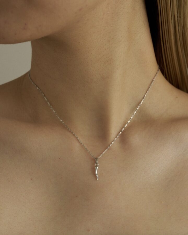 silver corno necklace