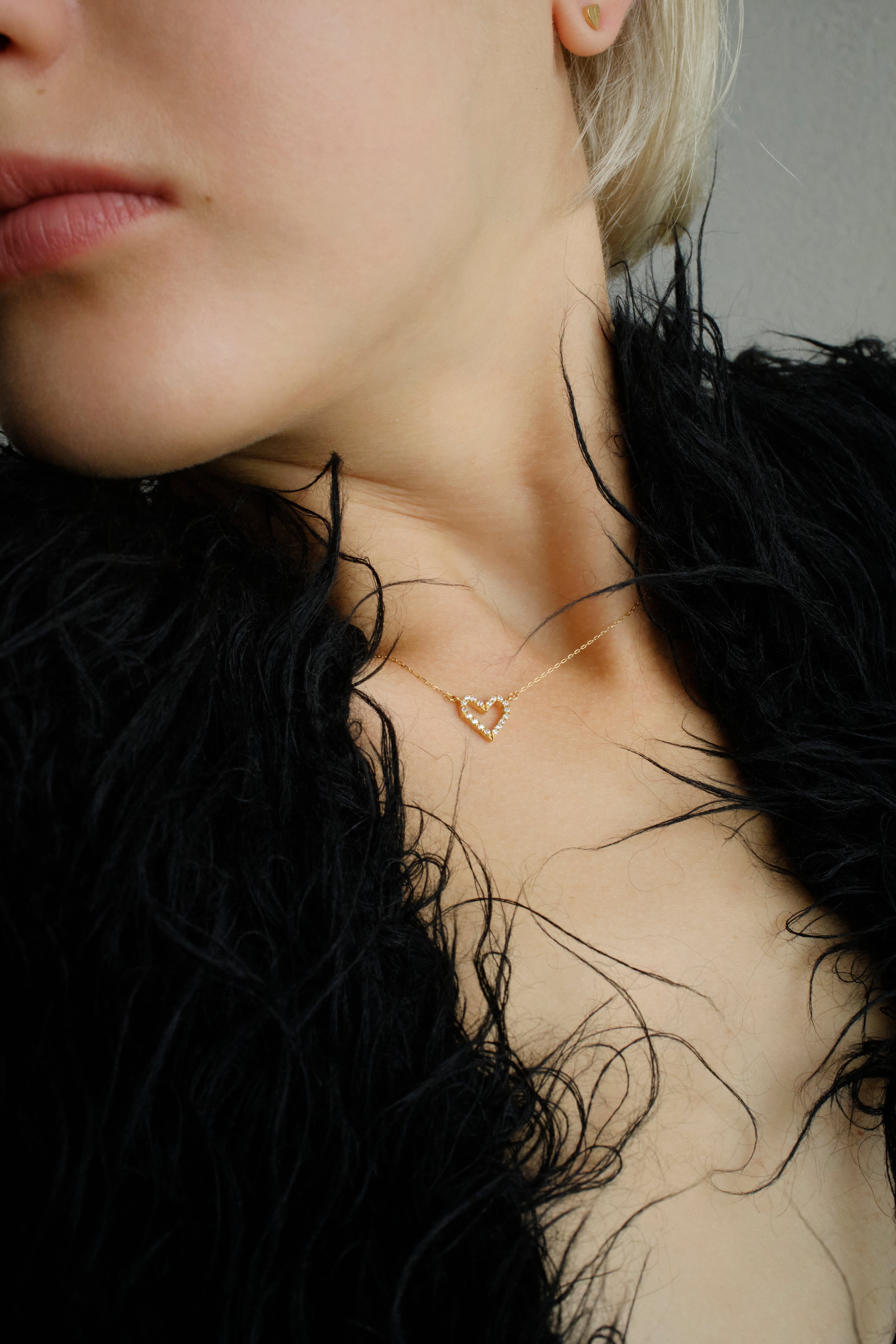 【受注品】ORIGAMI heart dia necklace 01